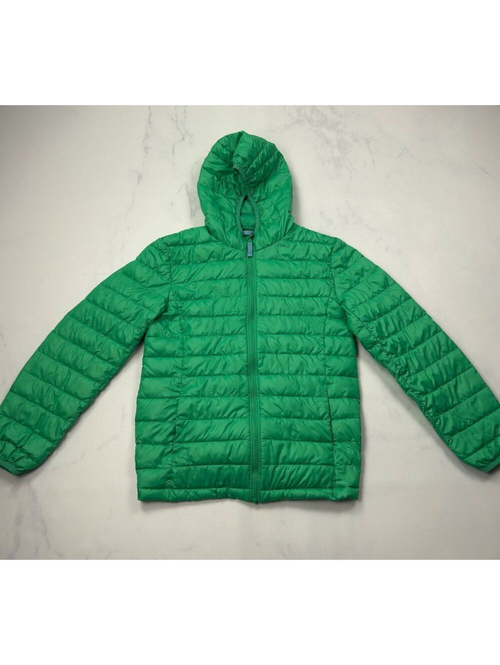 Primary Puffer Jacket Green Hooded Lightweight - Kids Size 16